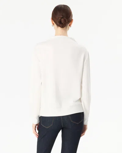 White House Black Market Button Shoulder Pullover Sweater In White
