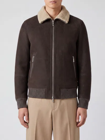 Brunello Cucinelli Suede Bomber In Grey