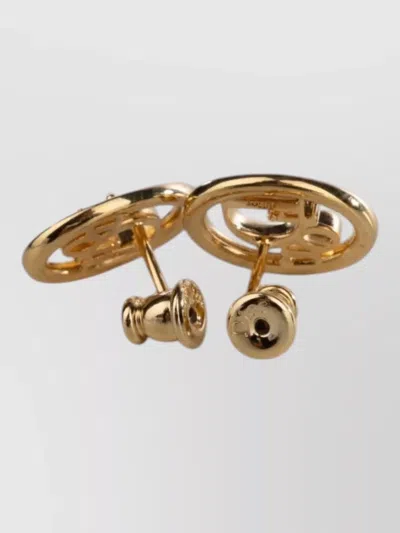 Dior Logo Oval Stud Earrings In Gold