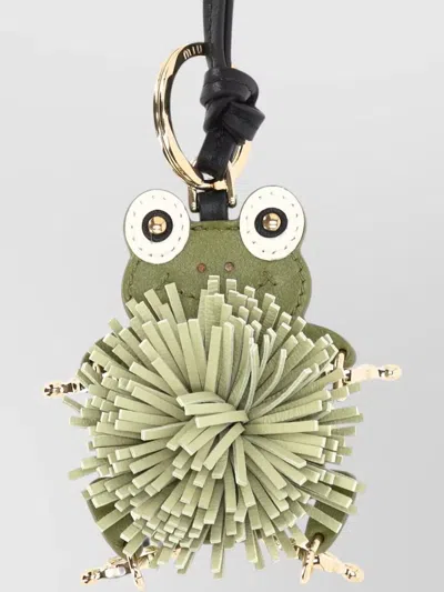 Miu Miu Leather Frog Keyring In Multi