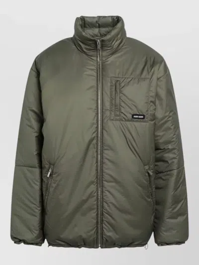 Miu Miu Bicolor Goose Down Shell Jacket In Green