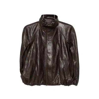 Simkhai Leather Cape Jacket In Brown