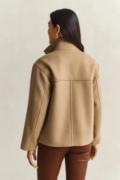 Gant Wool Blend Jacket In Warm Khaki