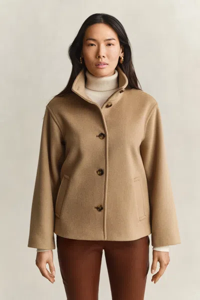 Gant Wool Blend Jacket In Warm Khaki