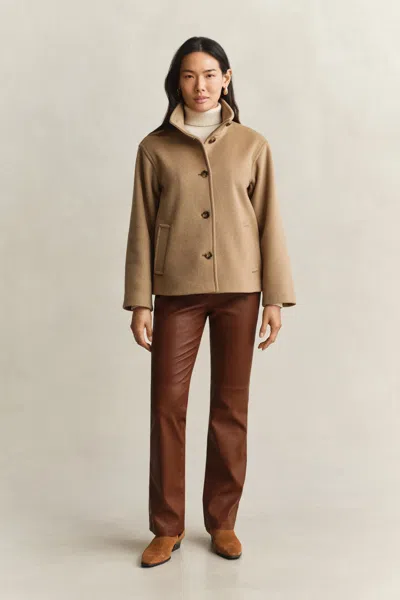 Gant Wool Blend Jacket In Warm Khaki