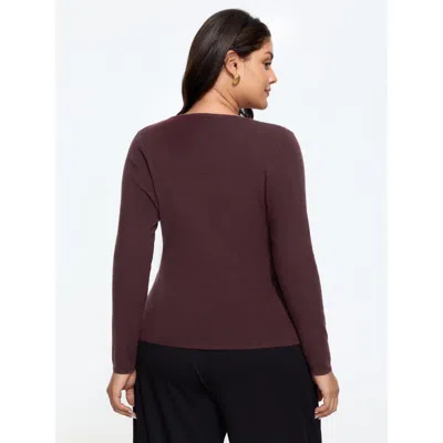 Bloomchic Supersoft Wrap Neck Asymmetrical Hem Pullover In Plum