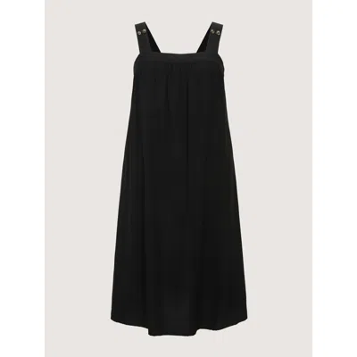 Bloomchic Square Neck Backless Drawstring Midi Dress In Black