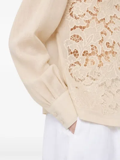 Max Mara Lace-insert Ramie Shirt In Multi