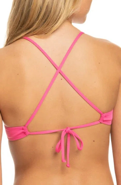Roxy Beach Classics Strappy Athletic Triangle Bikini Top In Pink