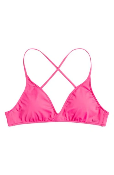 Roxy Beach Classics Strappy Athletic Triangle Bikini Top In Pink