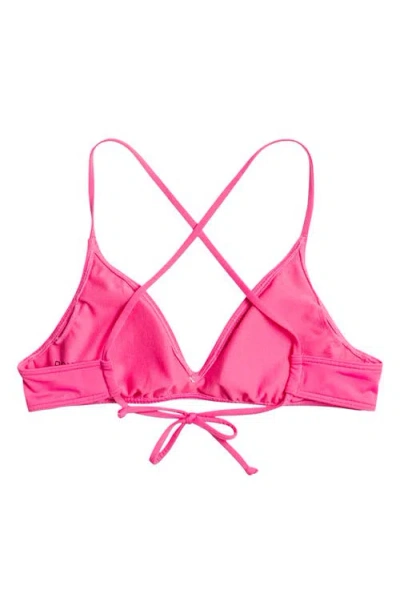 Roxy Beach Classics Strappy Athletic Triangle Bikini Top In Pink