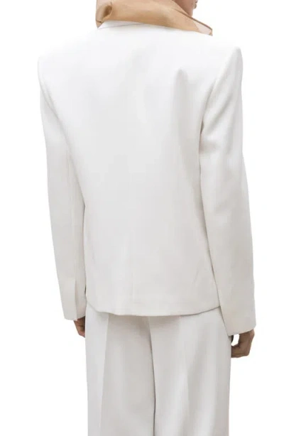 Mango Oversize Double Breasted Blazer In White