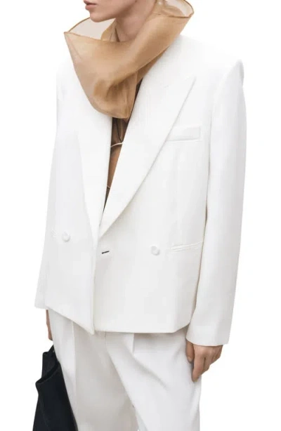 Mango Oversize Double Breasted Blazer In White