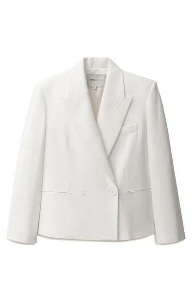 Mango Oversize Double Breasted Blazer In White