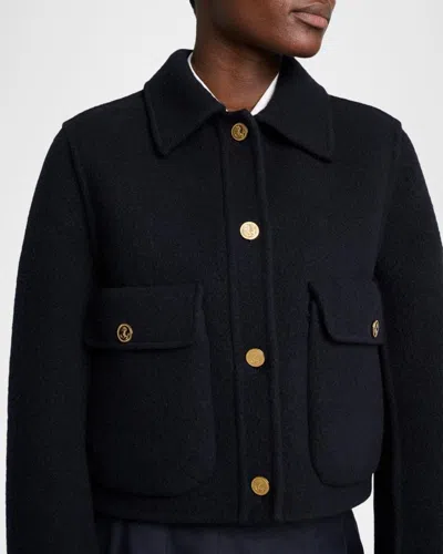 Thom Browne Brushed Wool Single-breasted Jacket In Navy