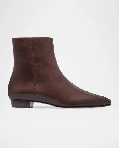 Bernardo Rema Central-seam Leather Ankle Boots In Dark Choco
