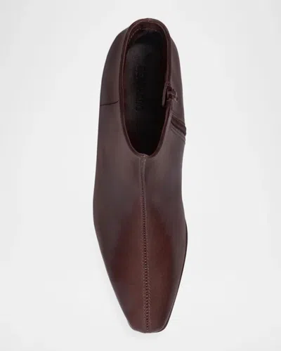 Bernardo Rema Central-seam Leather Ankle Boots In Dark Choco