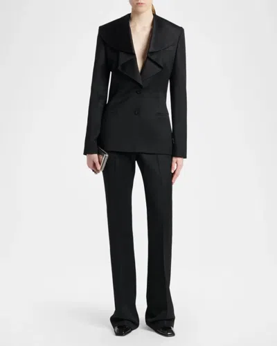 Alexander Mcqueen Structured Tailored Jacket With Statement Lapels In Black