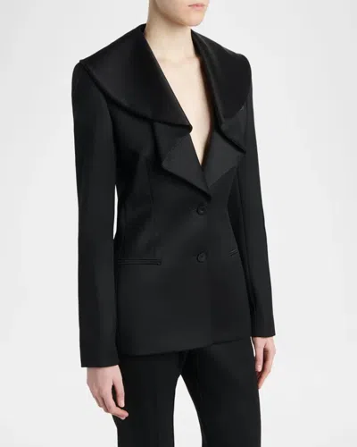 Alexander Mcqueen Structured Tailored Jacket With Statement Lapels In Black