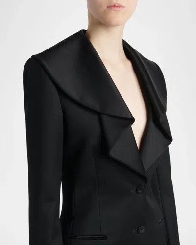 Alexander Mcqueen Structured Tailored Jacket With Statement Lapels In Black