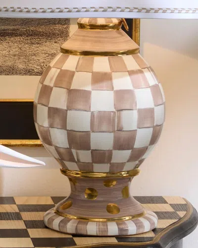 Mackenzie-childs Check Ceramic Globe Lamp In Brown