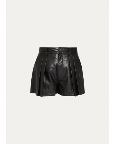 Frame The Structural Leather Shorts In Black