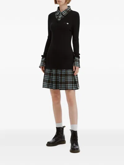 Izzue Check-pattern Pleated Dress In Blue