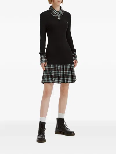 Izzue Check-pattern Pleated Dress In Blue