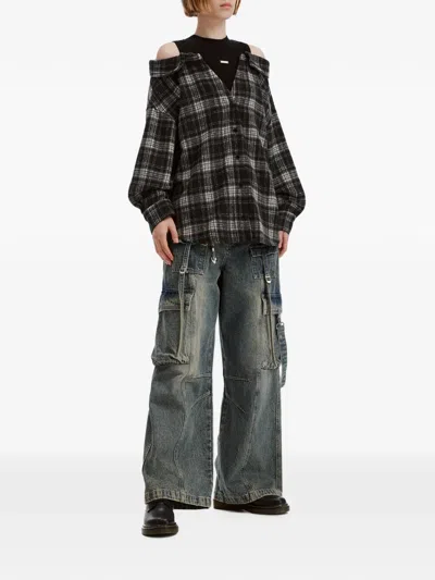 Musium Div. Check-pattern Layered-effect Shirt In Black