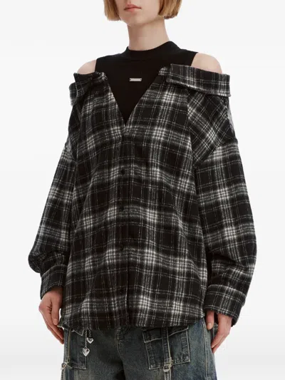 Musium Div. Check-pattern Layered-effect Shirt In Black