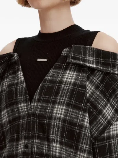 Musium Div. Check-pattern Layered-effect Shirt In Black