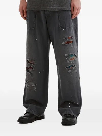 Aftermaths Paint-splatter Distressed-effect Jeans In Grey