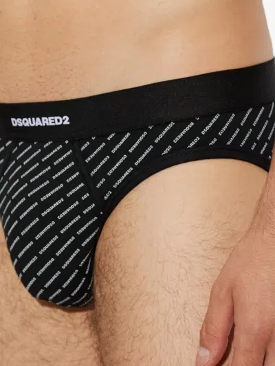 Dsquared2 Cotton Briefs With Monogram In Black