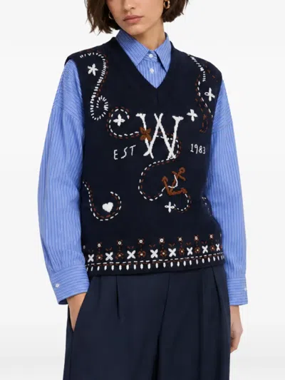 Weekend Max Mara Intarsia-knit Sleeveless Virgin-wool Sweater In Multi