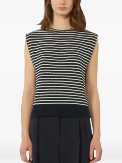 Weekend Max Mara Cotton-blend Stripe Sweater Vest In Blue