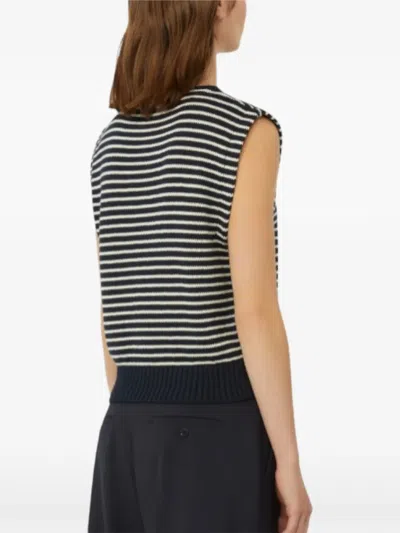 Weekend Max Mara Cotton-blend Stripe Sweater Vest In Blue