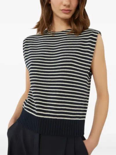 Weekend Max Mara Cotton-blend Stripe Sweater Vest In Blue