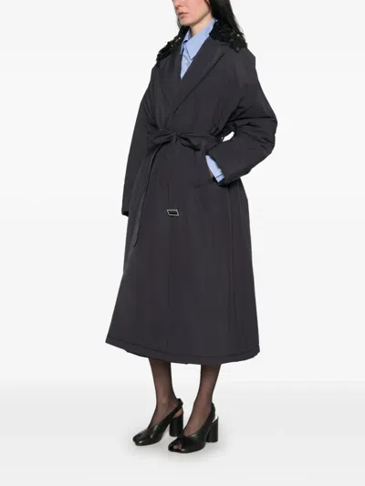 Plan C Sequin-embellished Belted Coat In Blue
