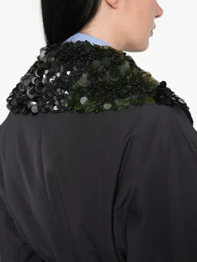 Plan C Sequin-embellished Belted Coat In Blue