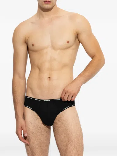 Dsquared2 Logo-waistband Briefs In Black