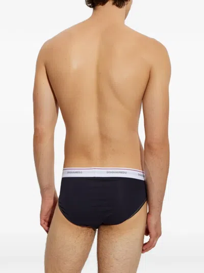Dsquared2 Logo-waistband Contrast-stitch Briefs In Black