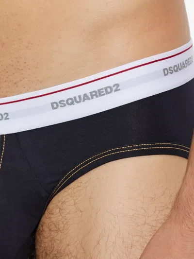 Dsquared2 Logo-waistband Contrast-stitch Briefs In Black