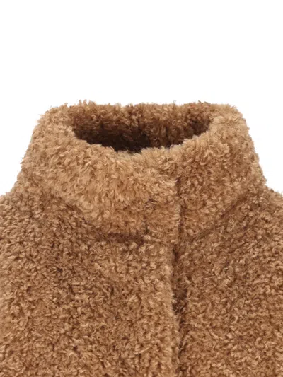 Herno Shearling-texture Single-breasted Coat In Brown