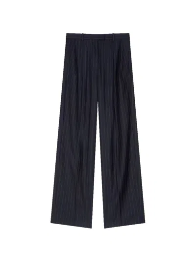 Givenchy Double Pleat Striped Pants In Wool In Blue
