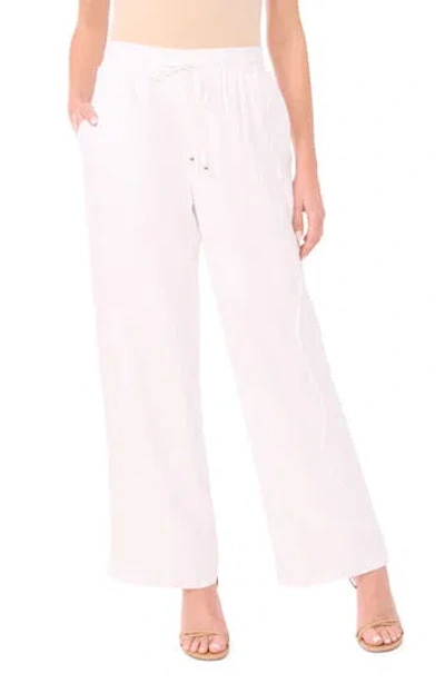 Cece Drawstring Linen Blend Pants In Ultra White