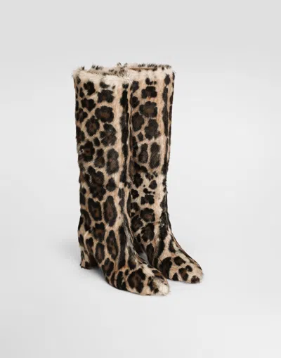 Dolce & Gabbana Leo Kid Leather Boots In Multi