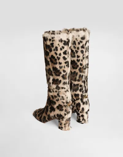 Dolce & Gabbana Leo Kid Leather Boots In Multi