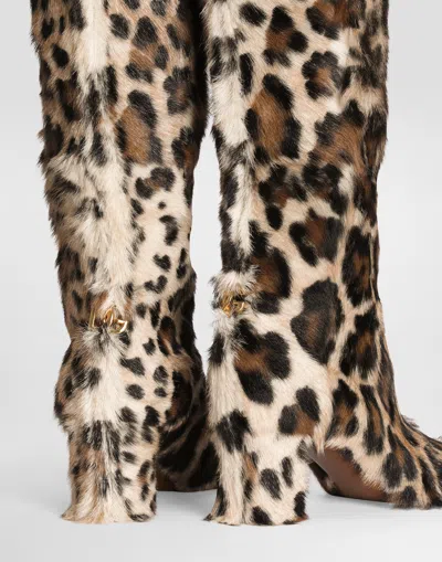 Dolce & Gabbana Leo Kid Leather Boots In Multi