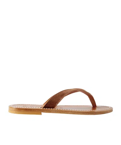 Kjacques Torino Lizard-effect Leather Sandals In Brown