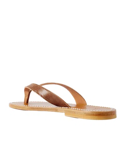 Kjacques Torino Lizard-effect Leather Sandals In Brown